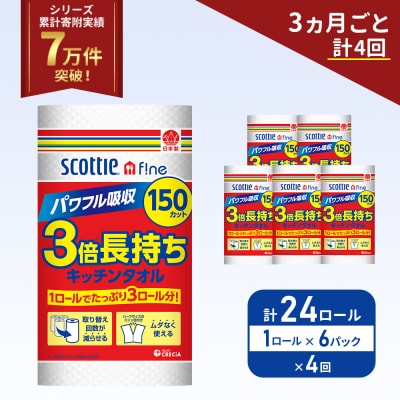 定期便 キッチンペーパー 6P入 キッチンタオル スコッティ《計4回》[No.5704-1103]