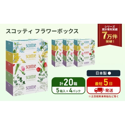 ティッシュ スコッティ フラワーボックス 20箱 (5箱×4P) [No.5704-1125]