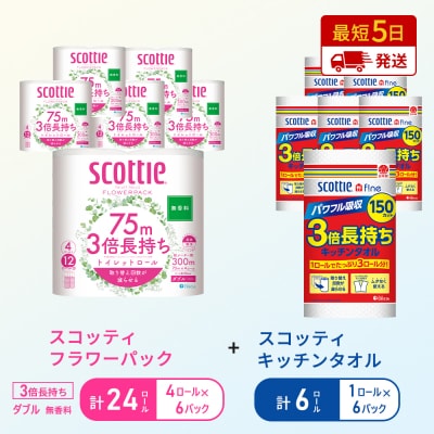 キッチンペーパー+トイレットペーパー無香料6P[No.5704-1764]