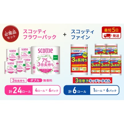 キッチンペーパー+トイレットペーパー無香料6P[No.5704-1764]