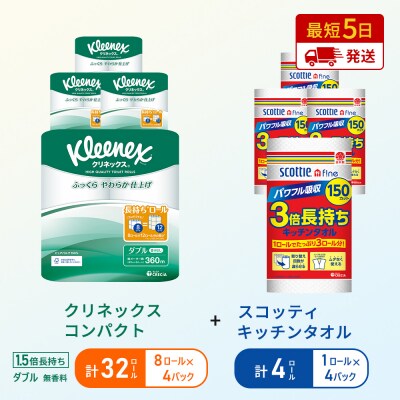 キッチンペーパー+トイレットペーパー無香料4P[No.5704-1768]