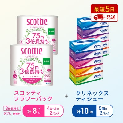 ティッシュ+トイレットペーパー無香料2P[No.5704-1782]