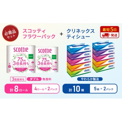 ティッシュ+トイレットペーパー無香料2P[No.5704-1782]