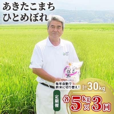 定期便3回 あきたこまち・ひとめぼれ 10kg (各5kg) 令和7年産[No.5685-2377]