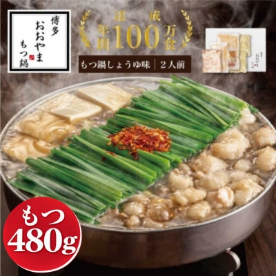 [博多もつ鍋 おおやま] 博多 もつ鍋 しょうゆ味 2人前 (もつ 480g)(須恵町)