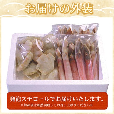 【12/31決済分まで1月配送】本ずわいがに1kg(棒肉むき身、肩肉カット) B-07022