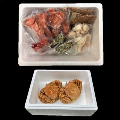 【12/31決済分まで1月配送】★秋鮭ちゃんちゃん鍋・毛がに330g前後×2尾 F-01004