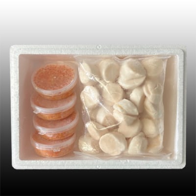 【12/31決済分まで1月配送】いくら100g×4P、ほたて貝柱500g×2P D-76007
