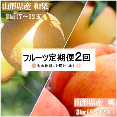 【2026年発送】【定期便2回】山形旬の果物2選(桃/和梨)_H234(R8)