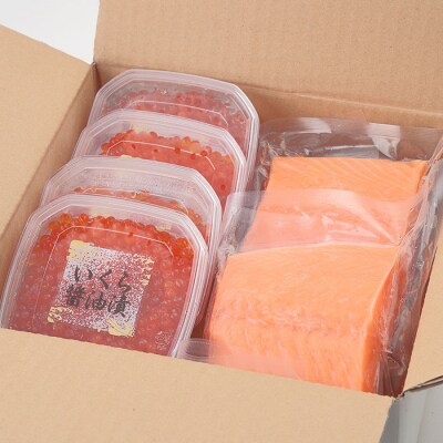 【12/31決済分まで1月配送】いくら醤油漬4P・アトランティックサーモン2～3P B-81018