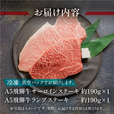 A5飛騨牛サーロイン・ランプステーキ 約380g【11-1025】