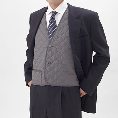 メリノン「羊毛綿インナーベスト」メンズ(L・グレー)