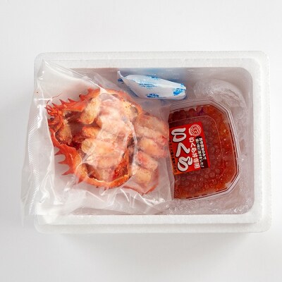 ★花咲ガニ(甲羅詰)70g×2P、いくら醤油漬1P B-45011