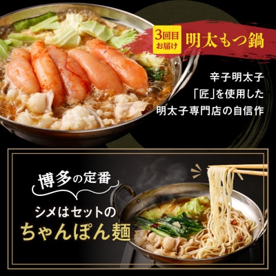 【定期便/3ヶ月連続お届け】博多もつ鍋(3人前)　食べ比べ【海千】_HB0001