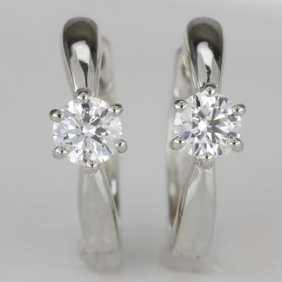 Pt900 ダイヤモンド 一粒石 フープピアス eo634pt
