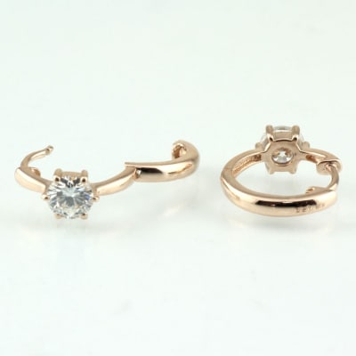 K18PG ダイヤモンド 一粒石 フープピアス eo672k18pg