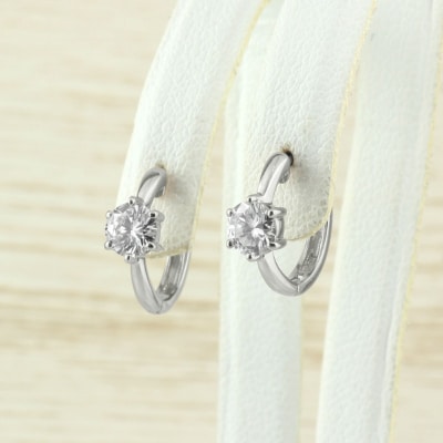 Pt900 ダイヤモンド 一粒石 フープピアス eo672pt