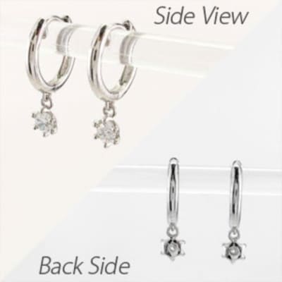 K18WG ダイヤモンド 一粒石 ブラ フープピアス eo637k18wg