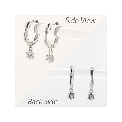 Pt900 ダイヤモンド 一粒石 ブラ フープピアス eo637pt