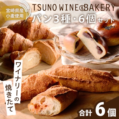TSUNOWINE&BAKERY パン3種セット(合計6個) パン トースト 国産_T053-002