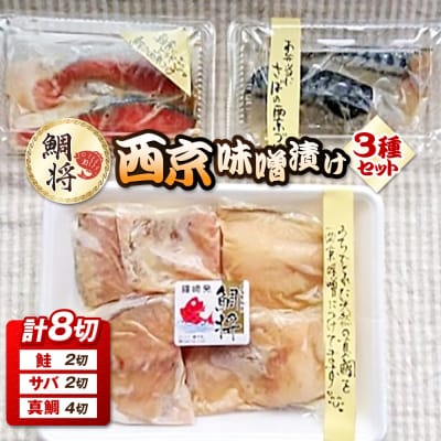 鯛将 西京味噌漬け 3種詰合せ(鮭2切、サバ2切、真鯛4切)【道の駅むなかた】_HA1506