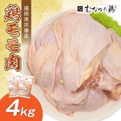 宗像産ブランド鶏【むなかた鶏】モモ肉4kg(平飼い)【JAほたるの里】_HA1416