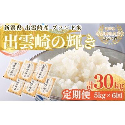【毎月定期便】新潟県 出雲崎産 コシヒカリ 「出雲崎の輝き」 精米 5kg全6回