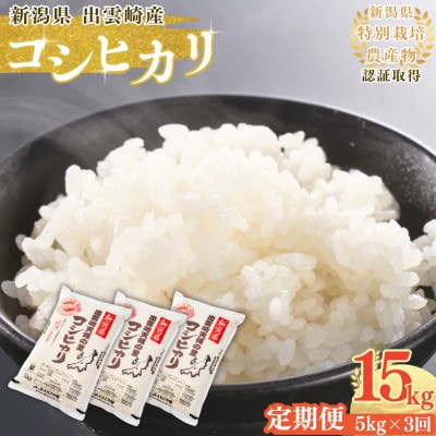 【毎月定期便】新潟県産 出雲崎町産 特別栽培米 コシヒカリ「天領の里」精米 5kg全3回
