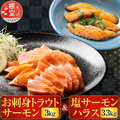トラウトサーモン3kg&塩サーモンハラス3.3kg D-09014