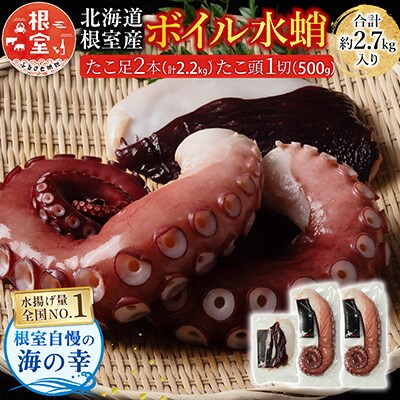 【北海道根室産】水たこ足2本、たこ頭1切 F-20004