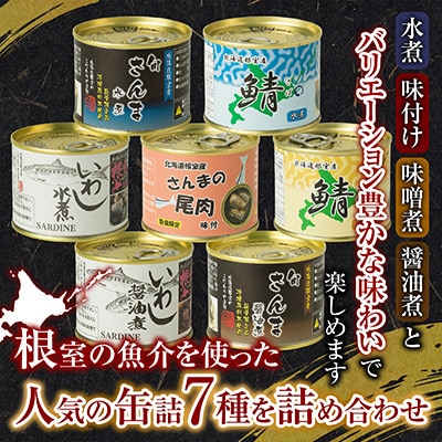 【北海道根室産】さんま・さば・いわし水煮・味付セット(計7缶) A-78031