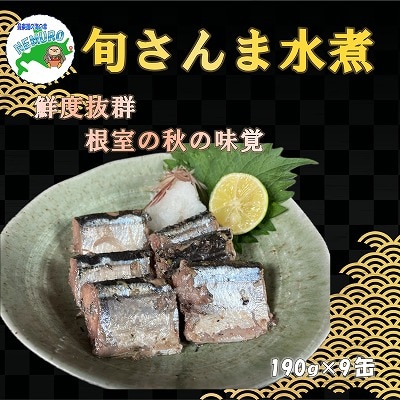 【北海道根室産】旬さんま水煮190g×9缶 B-78024
