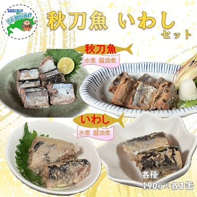 【北海道根室産】さんま・いわしセット水煮・味付計12缶 C-78027