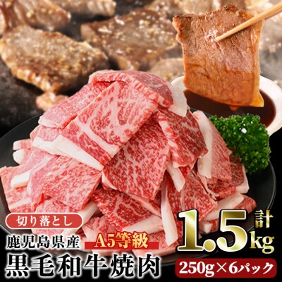 A5等級鹿児島県産黒毛和牛焼肉切落し(計1.5kg・250g×6パック) 