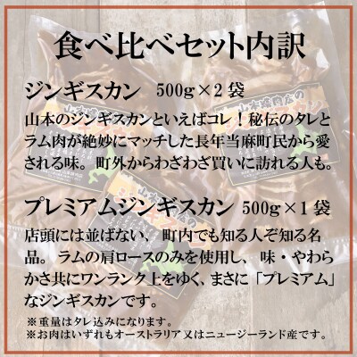 山本精肉店のジンギスカン食べ比べセット【D-001】