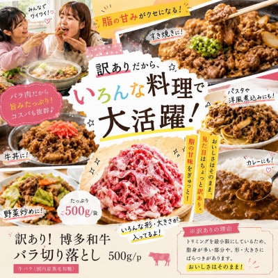 訳あり!この味プレミアム!【A4～A5】博多和牛バラ切り落とし　1.5kg(500g×3p)香春町