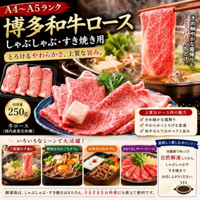 【厳選部位】【A4～A5】博多和牛ロースしゃぶしゃぶすき焼き用　750g(250g×3p)