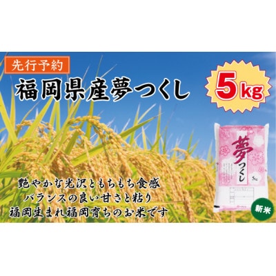 【新米　令和8年産】9月～出荷【食味鑑定士厳選】福岡県産 夢つくし5kg(5kg×1袋)(香春町)
