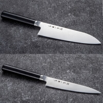 関喜一作 三徳180mm、ペティ130mm 桐箱入りセット 