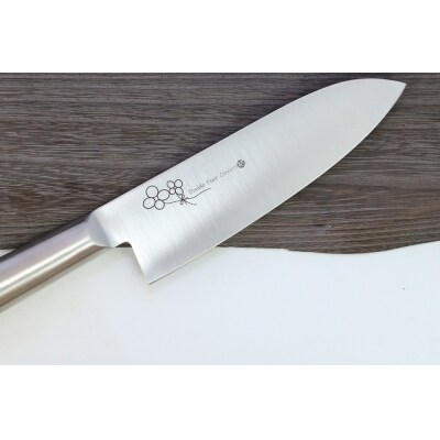 しあわせのクローバー葉モチーフ入りオールステンレス三徳包丁　H10-79