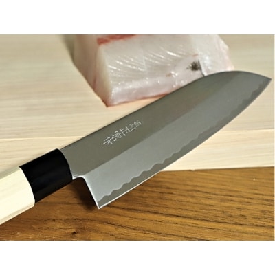 H15-20 濃州正宗作 鋼和包丁 三徳包丁(専用砥石+研ぎ方DVD付き