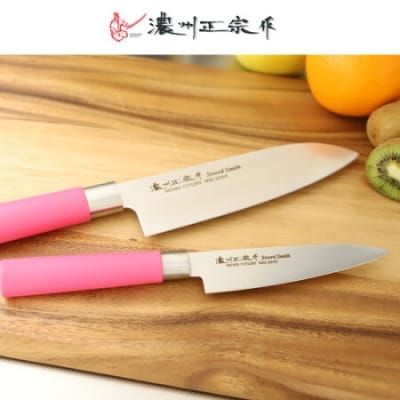 濃州正宗作　料理包丁2点セット(ピンク)　H10-78