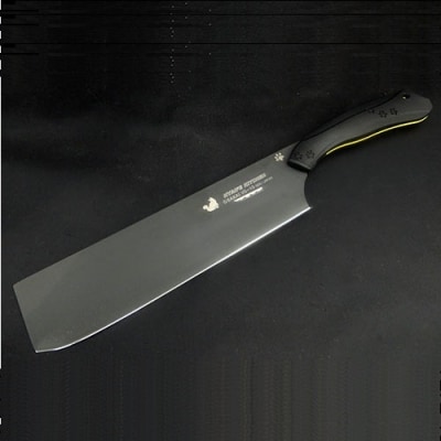 ニャイフキッチン【ブラックブレード】菜切り包丁 ブラック/イエロー メインクーンver H60-12