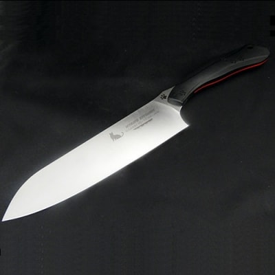 H45-10 NYAIFE KITCHEN (ニャイフキッチン) 三徳包丁 ブラック/レッド ネコv