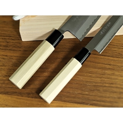 濃州正宗作 鋼和包丁2点セット(出刃+刺身)(専用砥石+研ぎ方DVD付き)【飛騨美濃す