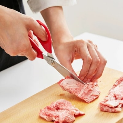 浜内千波のキッチンバサミ  (赤　ハンドルが柔らかい　女性向け　CHI-01)　H10-104