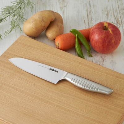 MOKA 小三徳包丁　オールステンレス|軽くてにぎりやすい ハンドル  一体型 H18-30