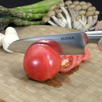 MOKA 小三徳包丁　オールステンレス|軽くてにぎりやすい ハンドル  一体型 H18-30