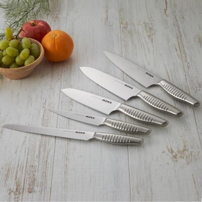 MOKA 包丁2点セット(三徳+ペティ)|軽くてにぎりやすい ハンドル  一体型 　H30-80