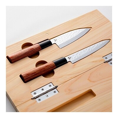 「.」KITEN  折りたたみ式ヒノキまな板・ペティ・小出刃セット 収納バッグ付